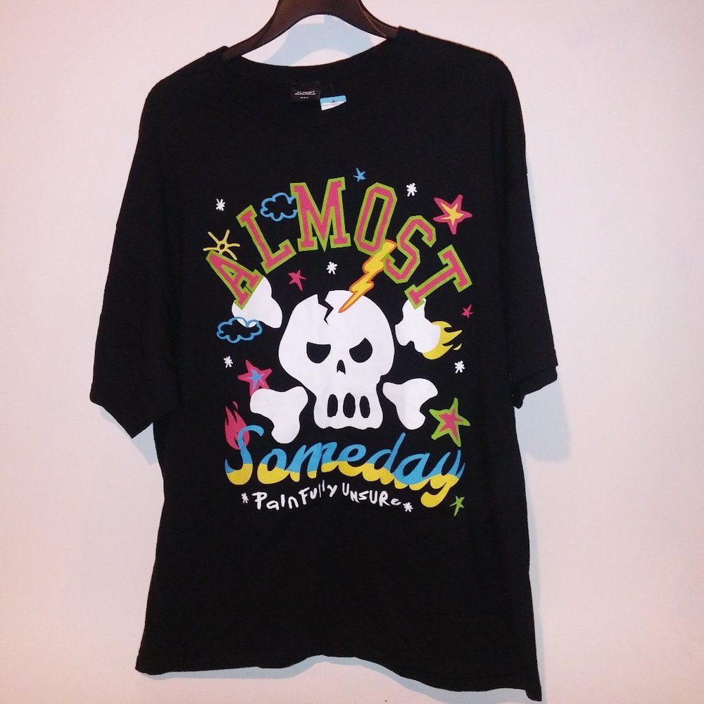 Almost Someday Mens T Shirt XXL 2X Black Multi SKull Graphic Tee Short Sleeve Cr
